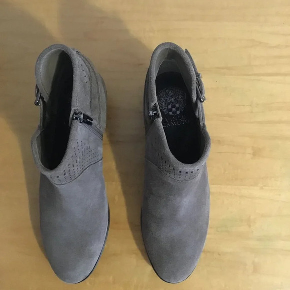 Vince Camuto Pralata Brown Suede Leather Buckle Zip Ankle Booties Womens Size 8M - Picture 5 of 10